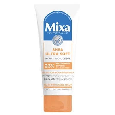 Image of Mixa Shea Ultra Soft Hand &amp; Nail Cream Nourishing Balm for Dry, Cracked and Rough Hands, Protection Intensive Care with Glycerine Butter, 100 ml