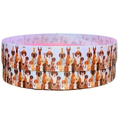 Image of Cartoon Dog&#039;s Ribbon 2m x 22mm wide for Personalised Birthday Cake Decoration &amp; Decorating Ideas Present Gift Wrap Bows Toppers Wrapping Bags Box Balloon String Cards Art Craft