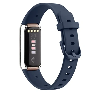 Image of WOOZ Strap compatible with Fitbit Luxe Strap, Classic Replacement Soft Silicone Sport Bands Wristband Colorful Band (Navy blue,Small)