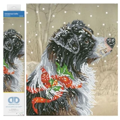 Image of DIAMOND DOTZ DD10 Intermediate Kit, Canvas,Resin, Christmas Collie, 50 x 40 cm