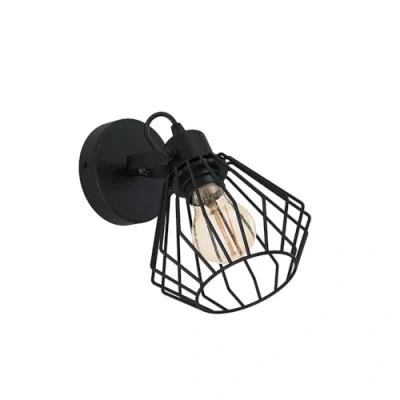 Image of EGLO Tabillano Wall Light, 1 Bulb Ceiling Lamp, Vintage, Industrial, Steel Interior Living Room Hallway Lamp in Black, Spot with E27 Socket
