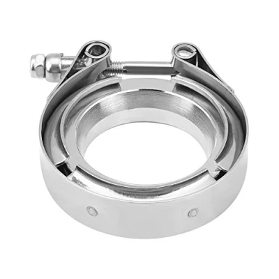Image of Qiilu 2.0 Inch V Band Clamp Flange Kit for Turbo Exhaust Downpipes Stainless Steel (2 inch)