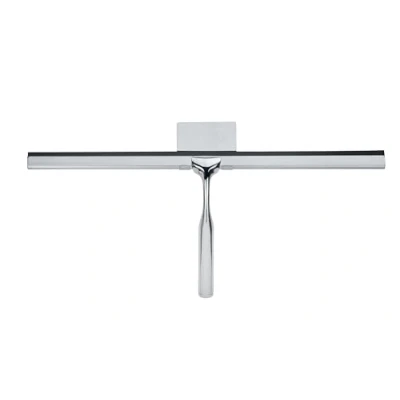 Image of WENKO Bathroom squeegee Terni Jumbo shower with wall attachment to stick on, metal, 40 x 17 3.5 cm, chrome