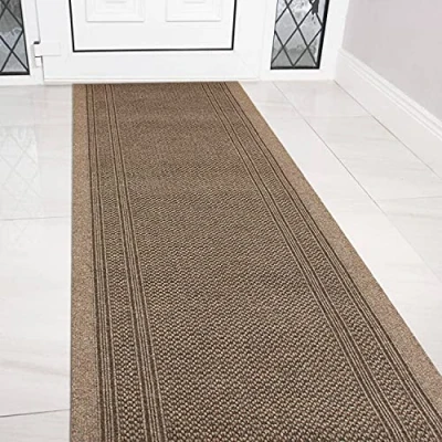 Image of eXtreme Carpet Runner for Hallways, Kitchen, and Living Room Sturdy, Washable, Lightweight Custom Length Narrow Rug Non Slip Rubber Backed 66cm Wide x 457cm Long Aztec Beige