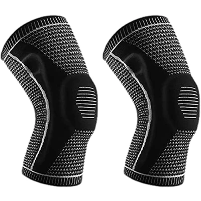 Image of Knee Brace, Compression Sleeve Support with Patella Gel Pads &amp; Side Stabilizers, Medical Grade for Running,Meniscus Tear,Arthritis,Joint Pain Relief (L,2 Black)