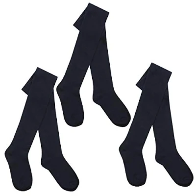 Image of 3 Pairs I.L.C.K Girls Back To School Plain Cotton Rich Tights Navy 13 Years