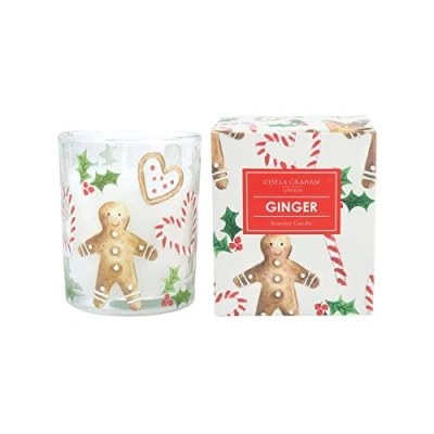 Image of Gisela Graham Christmas Decoration Candle Gingerbread and Candy Cane Small
