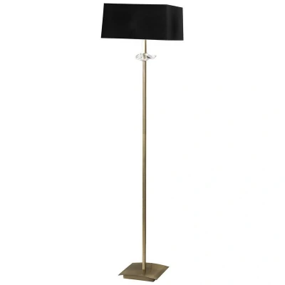 Image of Akira Floor Lamp 3 Light E27, Antique Brass With Black Shade