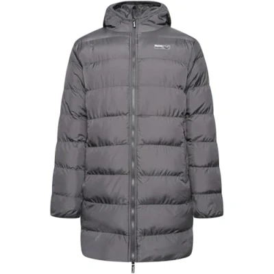 Image of Bench Mens Armann Long Length Puffer Hooded Winter Jacket Warm Dark Grey S