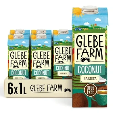 Image of Glebe Farm Gluten Free &amp; Vegan Coconut Milk, Healthy Dairy Coffee Creamer Milk Barista For a Perfect Microfoam, Multipack, 6 x 1 litre