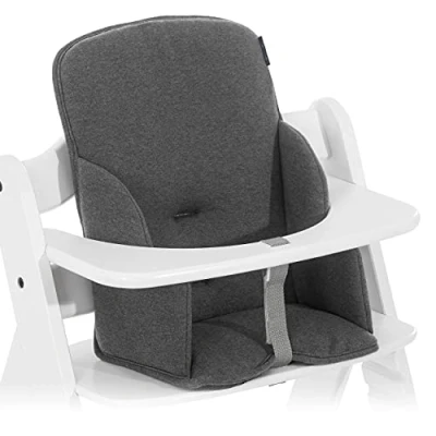 Image of hauck Alpha Cosy, Jersey Charcoal Seat Reducer Cushion for Alpha+ Wooden Highchair, Supportive Pad Toddlers 6 Months+, Soft Fabric, Machine Washable, Anti Slip