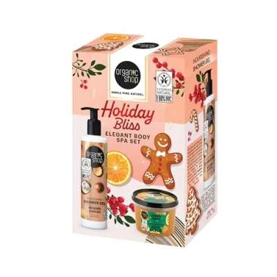 Image of Organic Shop Holiday Bliss Elegant Body Spa Set with Gingerbread Scrub (250ml) and Macadamia &amp; Avocado Shower Gel (280ml)