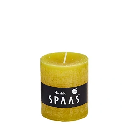 Image of Spaas 8 Rustic Unscented Pillar Candles 68/80 mm, ± 30 Hours , Autumn Yellow