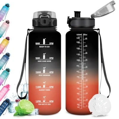 Image of KollyKolla Drinking Bottle 1.5 Litres, Large Sports Water Bottle, Leak Proof, Suitable for Carbonated Drinks, Fitness, Adults, University, Gym, Outdoor