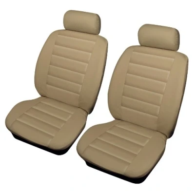 Image of Ford Mondeo Universal Size BEIGE LEATHER LOOK Front Car Seat Covers