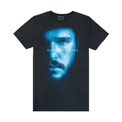 Image of Game of Thrones Jon Snow Winter is Here Men&#039;s T Shirt, Black, XXL