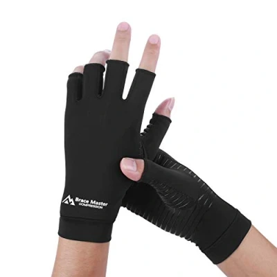 Image of 2 Pairs Arthritis Gloves, Compression Gloves Support and Warmth for Hands, Finger Joint, Relieve Pain from Rheumatoid, Osteoarthritis, RSI, Carpal Tunnel, Women (M, Copper Black)