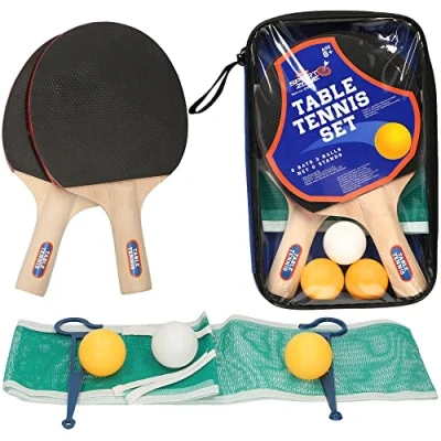 Image of A to Z Table Tennis Set Includes 2 Bats, 3 Ball, Net &amp; Stand Packing, Multi coloured, One Size, 06366