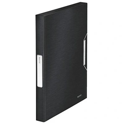 Image of Leitz Box File, Holds up to 250 A4 Sheets, Elastic Closure, Flexible Plastic, Satin Black, Style Range