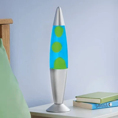 Image of Global Gizmos 16&quot; Lava Lamp Blue Liquid &amp; Green Wax