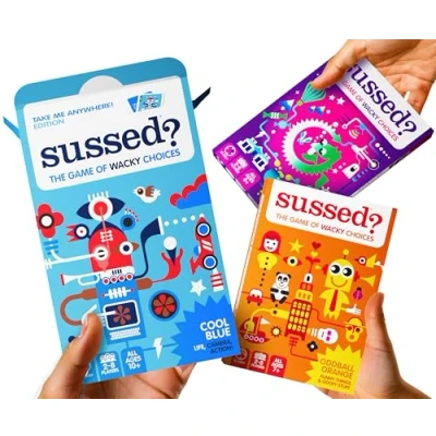 Image of SUSSED The Game of Wacky Choices: 690 Question Mega Bundle Fun Stocking Fillers 2 16+ Players Family Card Games for Kids Blue, Orange, Purple Packs