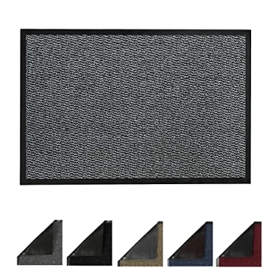 Image of JKZ RUG AND DOORMATS Door Mats Non slip Barrier Mat Indoor/Outdoor Kitchen Heavy Duty Material Rubber Backed Super Absorbent Small Large Rugs (90 x 120 cm, Anthracite Grey)