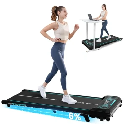 Image of CITYSPORTS Walking Pad with 6% Incline,Under Desk Treadmill for Home,1 6KM/H Running Machine LED Display,Remote Control,Bluetooth,Non Assembly
