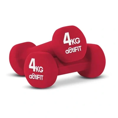 Image of Neoprene Weights Dumbbells Set Men and Women Thick Coating 2KG 3KG 4KG 5KG 6KG Cast Iron Dumbells Singles Home Free Red Exercise Barn (C: 2 x 4KG, PAIR)