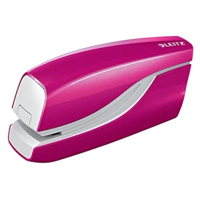Image of Leitz Electric Stapler, 10 Sheet Capacity, Battery Powered, WOW Range, 55661023 Metallic Pink