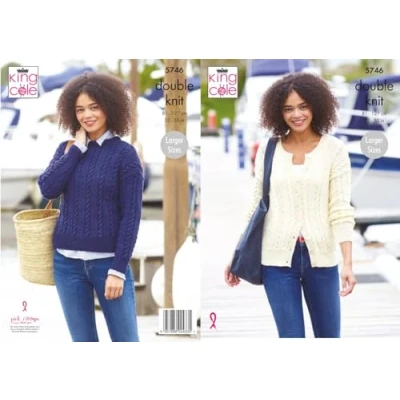 Image of King Cole 5746 Adult DK Cardigan Sweater Knitting Pattern