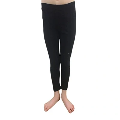 Image of Crazy Chick New Girls Children Full Length Plain Basic Cotton Legging Cycling Casual Wear Trouser Pants Age 1 13 (13 Years, Black)