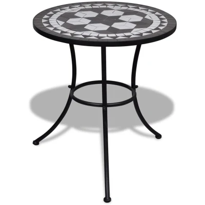 Image of vidaXL Bistro Table Black and White 60 cm crafted with Iron Ceramic Suitable for Outdoor usage Dining Rotund Design.