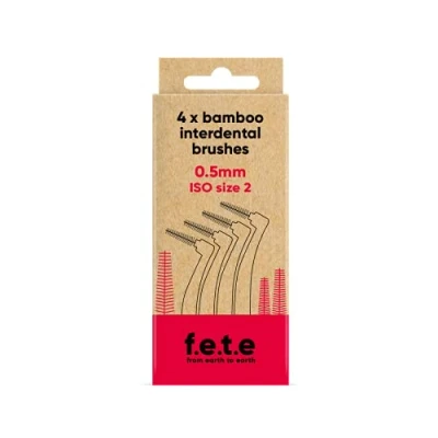 Image of f.e.t.e Red ISO Size 2 0.50mm Bamboo Interdental Brushes Biodegradable &amp; Compostable Handle Recyclable Soft Bristles Sustainable Vegan