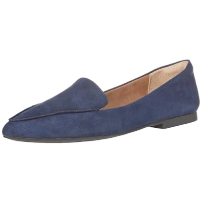 Image of Amazon Essentials Women&#039;s Loafer Flat, Navy Microsuede, 11 UK Wide