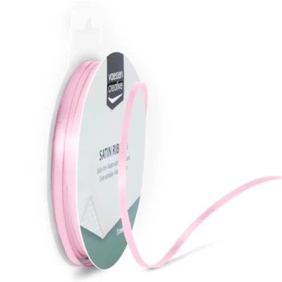 Image of Vaessen Creative Satin Ribbon,Pink,6mm x 10m, Elegant Shine for Card Making, Scrapbooks, Gift Wrapping and Other Craft Projects, 6 mm