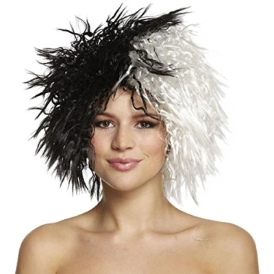 Image of Cruella De Ville Style WIG Black &amp; White 101 Dalmations Fancy Dress