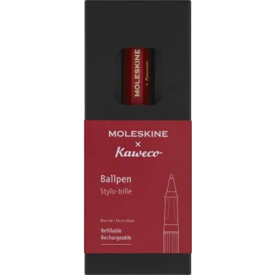 Image of Moleskine x Kaweco Ballpen Refillable Pen in ABS plastic for Writers, Note takers, Refill 1.0 mm with Blue Ink Included, Color Red