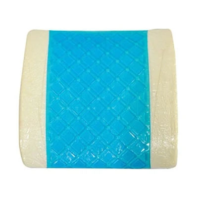 Image of Cooling Gel Memory Foam Lumbar Support Cushion. Relieve Pressure on the Spine. Foam, Strip &amp; Air Mesh Fabric. Removable Hand Washable Cover. Therapy, Orthopaedic, Back Pillow.