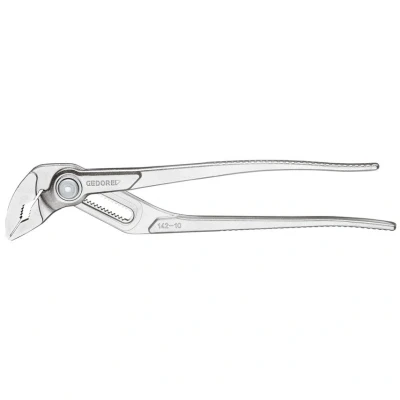 Image of GEDORE Water pump pliers, Clamping width to 37 mm, Pushbutton setting, Finger protection, Flat, Chrome plated, 142 7 C