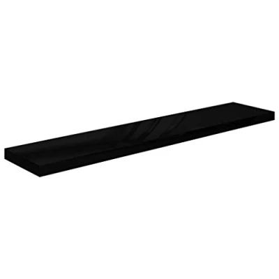 Image of vidaXL Floating Wall Shelf High Gloss Black, Made with Durable Metal Frame and Honeycomb MDF, Easy to Install Invisible Mounting System