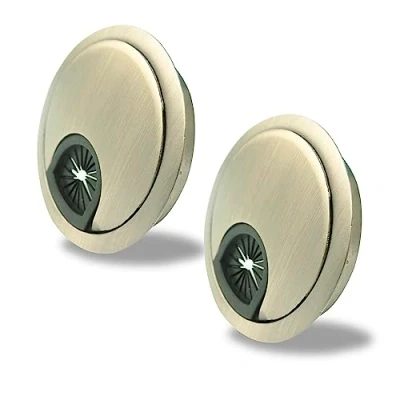 Image of SyiXute 2 Pcs 60 mm Desk Cable Grommets,Zinc Alloy Computer Desktop Grommets,Cable Cord Round Hole Cover for Home and Office Table (Bronze)