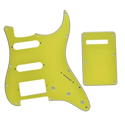Image of Dopro Strat HSS Guitar Pickguard ST Back Plate Tremolo Cover for USA/Mexican FD Yellow 3 Ply