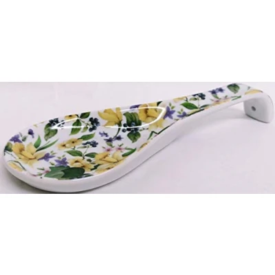 Image of Daffodils Garden Porcelain 22 cm Medium Spoon Rest Yellow Floral Ceramic Hand Decorated UK