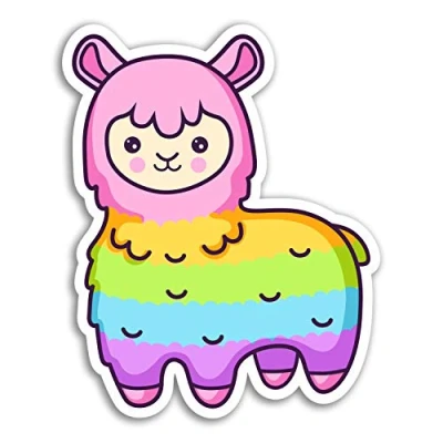 Image of 2 x 10cm Rainbow Llama Vinyl Stickers Alpaca Fun Sticker Laptop Luggage #17886 (10cm Tall)