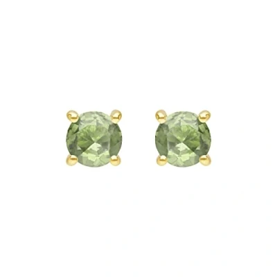 Image of Ivy Gems 9ct Yellow Gold Green Sapphire Small Round Stud Earrings