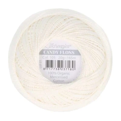 Image of Scheepjes Candy Floss 105 Bridal White (165m) Organic Mercerised Cotton Yarn 1x20g