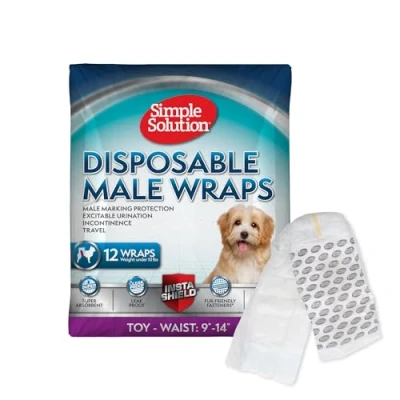 Image of Simple Solution Disposable Dog Diapers for Male Dogs, with Super Absorbent Leak Proof Fit Excitable Urination, Incontinence, or Marking 12 Pack