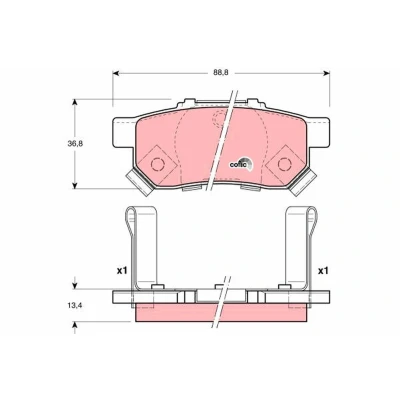 Image of 06430SAAE50, 43022SAAE50, 43022SAAE51, 43022SAAE52, 43022SO4E01 Brake pad set TRW COTEC GDB3174 HONDA: Jazz 4, 2, 3