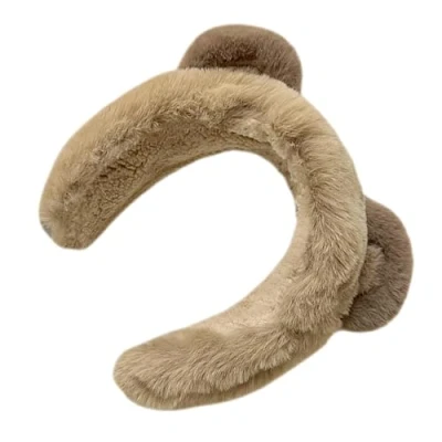 Image of LARUISEE Portable Ear Warmers With Decorative Bear Muffs Cold Weather Insulated Outdoor For Women And Children Winter Headband