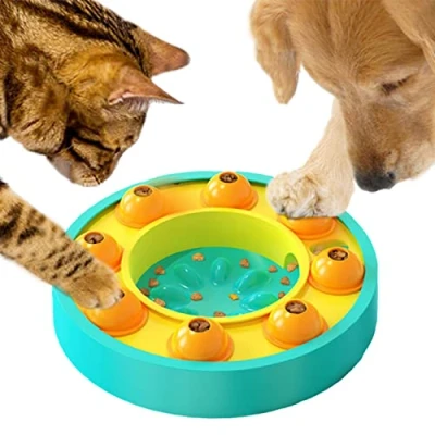 Image of Etechydra Dog Puzzle Slow Feeder Toy, Interactive Dogs Toys for Cats, Small Medium Bowl IQ Training &amp; Mental Enrichment, Treat Dispenser Toy Gifts, Yellow